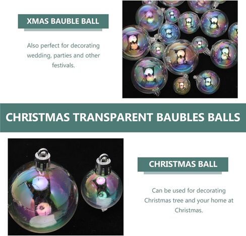 Clear Plastic Christmas Ball Ornaments Iridescent Christmas Ornaments Christmas Tree Decorations Mini Clear Ornaments Classic Christmas Balls Hanging Ornaments for Holiday Party Tree Decorations (18) in Saudi Arabia