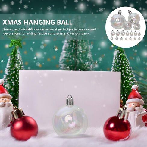 Clear Plastic Christmas Ball Ornaments Iridescent Christmas Ornaments Christmas Tree Decorations Mini Clear Ornaments Classic Christmas Balls Hanging Ornaments for Holiday Party Tree Decorations (18) in Saudi Arabia