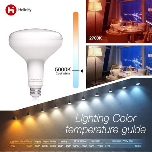Dimmable BR40 LED Flood Light Bulb 12W, 75W Equivalent, 2700K Soft White Light, Energy Saving Lamp for Office/Home, E26 Screw Base, 6PCS in Saudi Arabia
