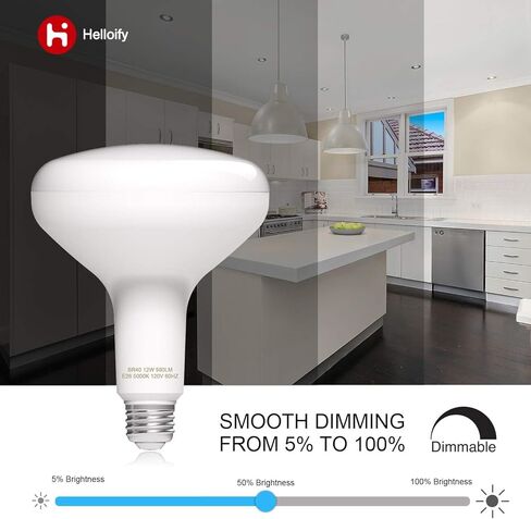 Dimmable BR40 LED Flood Light Bulb 12W, 75W Equivalent, 2700K Soft White Light, Energy Saving Lamp for Office/Home, E26 Screw Base, 6PCS in Saudi Arabia
