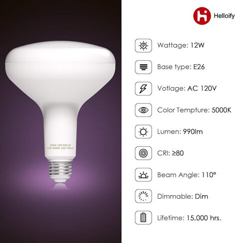 Dimmable BR40 LED Flood Light Bulb 12W, 75W Equivalent, 2700K Soft White Light, Energy Saving Lamp for Office/Home, E26 Screw Base, 6PCS in Saudi Arabia