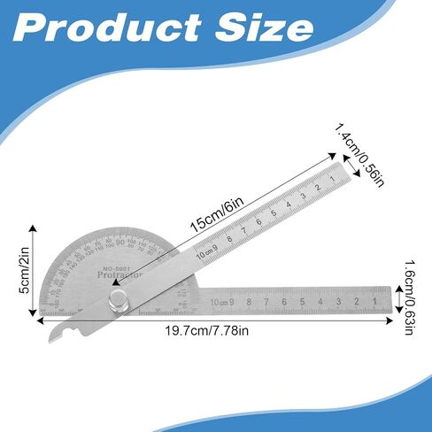 Angle Finder Two Arm Adjustable 180 Degrees Angle Finder Ruler Stainless Steel Woodworking Ruler Craftsman Angle Measure Tool for Drawing and Measurement Architectural Design (10 cm/3.94 inch) in Saudi Arabia