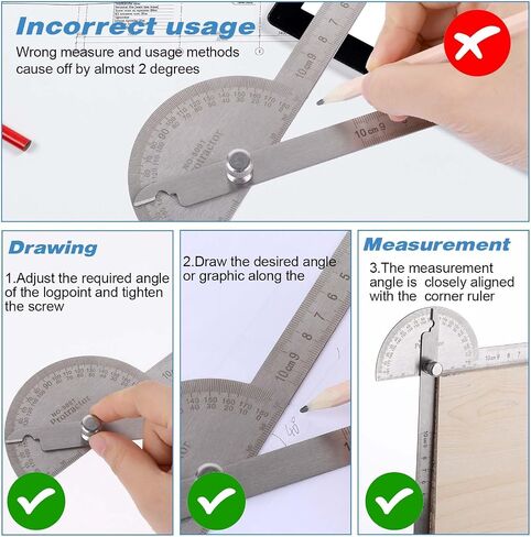 Angle Finder Two Arm Adjustable 180 Degrees Angle Finder Ruler Stainless Steel Woodworking Ruler Craftsman Angle Measure Tool for Drawing and Measurement Architectural Design (10 cm/3.94 inch) in Saudi Arabia