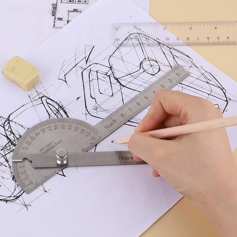 Angle Finder Two Arm Adjustable 180 Degrees Angle Finder Ruler Stainless Steel Woodworking Ruler Craftsman Angle Measure Tool for Drawing and Measurement Architectural Design (10 cm/3.94 inch) in Saudi Arabia