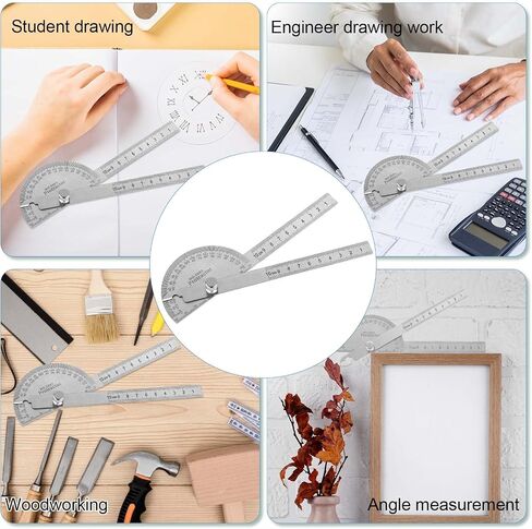 Angle Finder Two Arm Adjustable 180 Degrees Angle Finder Ruler Stainless Steel Woodworking Ruler Craftsman Angle Measure Tool for Drawing and Measurement Architectural Design (10 cm/3.94 inch) in Saudi Arabia