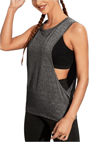 تي شيرت SweatyRocks للسيدات لليوجا بدون أكمام ورقبة دائرية بدون أكمام مع فتحة للذراع in Saudi Arabia