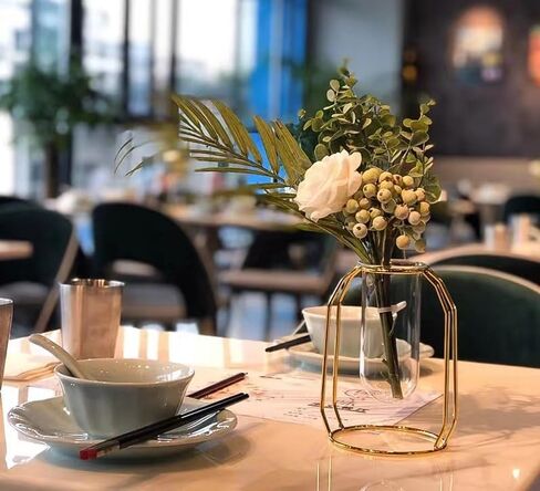 مزهرية زجاجية مع حامل معدني، نباتات زجاجية لسطح المكتب بتصميم هندسي حديث، نباتات مائية داخلية للمنزل والمكتب والحديقة وديكور الزفاف in Kuwait