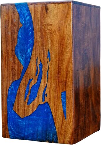 Best Urn for Human Ashes Large Wooden urn for Cremation Adult urn Box for Ashes Personalized Wooden urn Burial urn for Funeral Wood Box (Blue Rasin, Medium Holds Up to 200 Cubic inches), MLM02 in Saudi Arabia