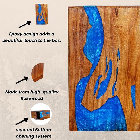 Best Urn for Human Ashes Large Wooden urn for Cremation Adult urn Box for Ashes Personalized Wooden urn Burial urn for Funeral Wood Box (Blue Rasin, Medium Holds Up to 200 Cubic inches), MLM02 in Saudi Arabia