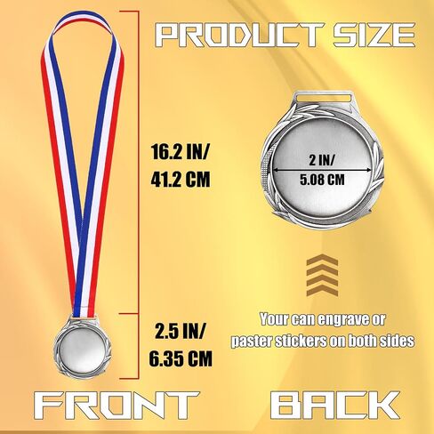 10PCS Blank Award Medals with Neck Ribbons, Create Your Own Medals Kit, Cheer Medals, Winner Medals, Participation Trophy, Antique Gold in Saudi Arabia