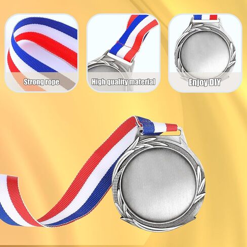 10PCS Blank Award Medals with Neck Ribbons, Create Your Own Medals Kit, Cheer Medals, Winner Medals, Participation Trophy, Antique Gold in Saudi Arabia