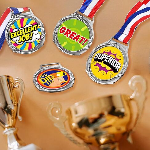 10PCS Blank Award Medals with Neck Ribbons, Create Your Own Medals Kit, Cheer Medals, Winner Medals, Participation Trophy, Antique Gold in Saudi Arabia