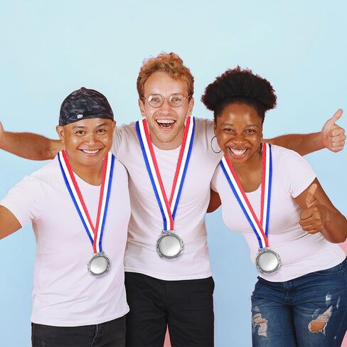 10PCS Blank Award Medals with Neck Ribbons, Create Your Own Medals Kit, Cheer Medals, Winner Medals, Participation Trophy, Antique Gold in Saudi Arabia