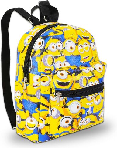 حقيبة ظهر صغيرة من Minions للفتيات - حقيبة ظهر Despicable Me Minions من الجلد الصناعي مقاس 10 بوصات مع جيب أمامي بالإضافة إلى زجاجة مياه | مجموعة حقيبة ظهر صغيرة من Minions in Kuwait
