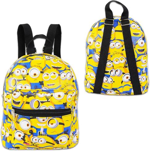 حقيبة ظهر صغيرة من Minions للفتيات - حقيبة ظهر Despicable Me Minions من الجلد الصناعي مقاس 10 بوصات مع جيب أمامي بالإضافة إلى زجاجة مياه | مجموعة حقيبة ظهر صغيرة من Minions in Kuwait