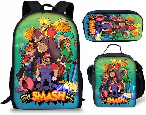ROMVE Cute 17 Inch Backpack 3PCS School Backpack Set With Lunch Box, Pencil Case, Large Capacity Backpacks For Boys Girl, Black in Saudi Arabia