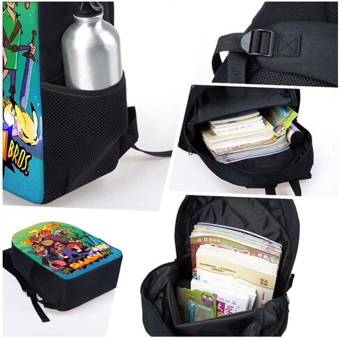 ROMVE Cute 17 Inch Backpack 3PCS School Backpack Set With Lunch Box, Pencil Case, Large Capacity Backpacks For Boys Girl, Black in Saudi Arabia