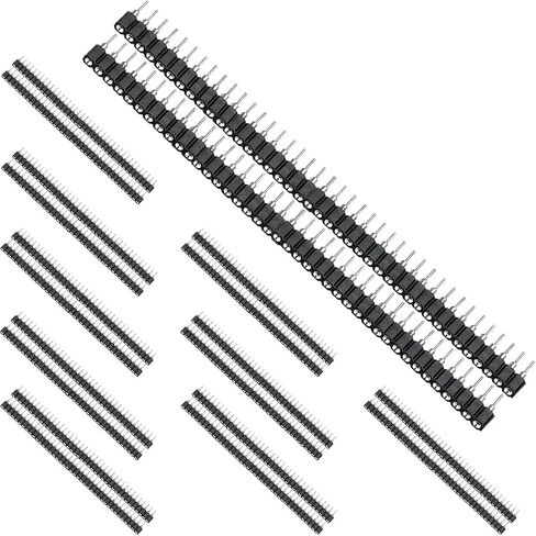 2.54mm pin Header Socket Round 0.1 inch 40Pin Female Socket Single Row Straight Female tinned Pin Header Strip Connector for DIY Circuit Making Welding,20 pcs in Saudi Arabia
