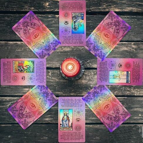 Tarot Cards Deck, Luxury Tarot Card Deck, Splendid Classic Tarot Deck, Durable Waterproof Gold Foil Tarot Decks for Beginners (Holographic Pink with Meanings on Cards) in Saudi Arabia