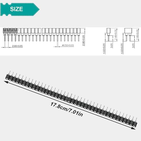 2.54mm pin Header Socket Round 0.1 inch 40Pin Female Socket Single Row Straight Female tinned Pin Header Strip Connector for DIY Circuit Making Welding,20 pcs in Saudi Arabia