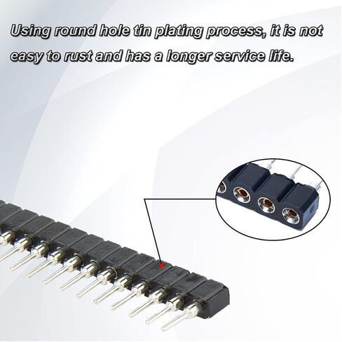2.54mm pin Header Socket Round 0.1 inch 40Pin Female Socket Single Row Straight Female tinned Pin Header Strip Connector for DIY Circuit Making Welding,20 pcs in Saudi Arabia