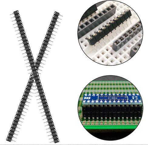 2.54mm pin Header Socket Round 0.1 inch 40Pin Female Socket Single Row Straight Female tinned Pin Header Strip Connector for DIY Circuit Making Welding,20 pcs in Saudi Arabia