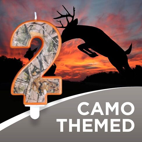 شمعة Havercamp Next Camo Party عيد ميلاد رقم 2" | عدد 1 | رائعة للحفلات التي تحمل عنوان الصياد، فكرة مموهة، مناسبة عيد الميلاد، حفلة التخرج، احتفال عيد الأب، الذكرى السنوية للزفاف in Kuwait