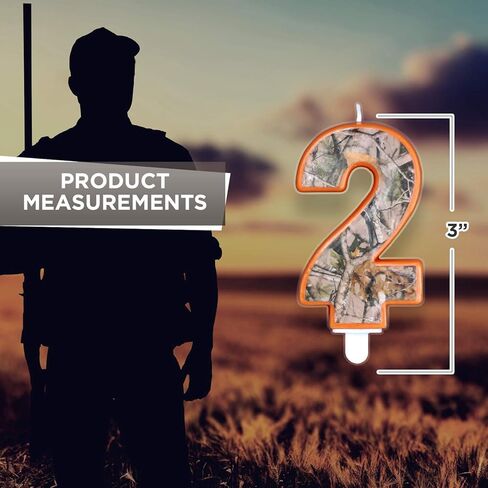 شمعة Havercamp Next Camo Party عيد ميلاد رقم 2" | عدد 1 | رائعة للحفلات التي تحمل عنوان الصياد، فكرة مموهة، مناسبة عيد الميلاد، حفلة التخرج، احتفال عيد الأب، الذكرى السنوية للزفاف in Kuwait