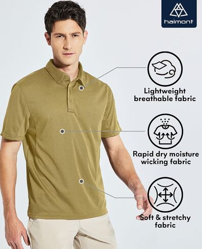 Haimont Men's Performance Dry Fit Polo Shirt Short and Long Sleeve Golf Collared T-Shirts for Tactical Outdoor Hiking in Saudi Arabia
