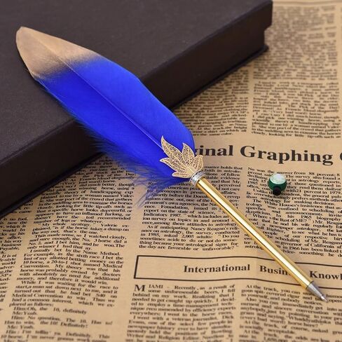 Quill Pen Vintage Feather Calligraphy Pen Refined Quill Ballpoint for Writing Signature or Gift Wedding Bridal (Black) in Kuwait