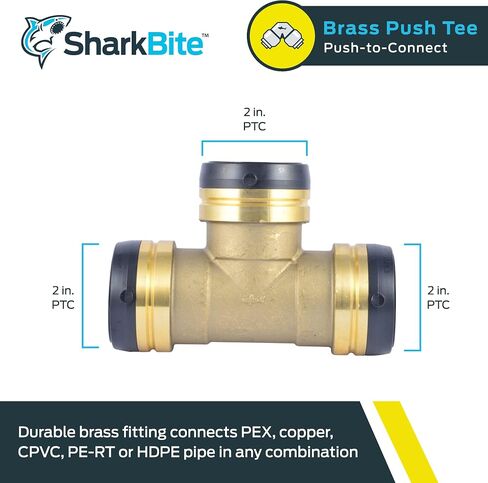 SharkBite 1-1/2 Inch Tee, Push to Connect Brass Plumbing Fitting, PEX Pipe, Copper, CPVC, PE-RT, HDPE, UXL0841 in Saudi Arabia