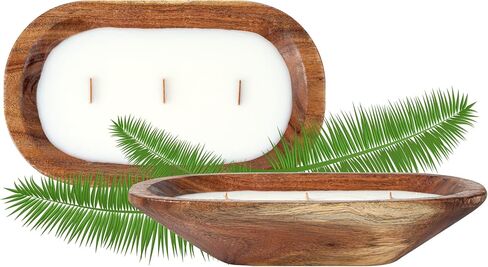Restaurantware-Coco Casa 9.1 × 5.5 × 2 بوصة شمعة وعاء العجين الخشبي، 1 شمعة وعاء الخبز المصبوبة يدويًا - عطر الفانيليا، مزيج شمع مزدوج، شمعة معطرة بشمع الصويا، فتيل خشبي in Saudi Arabia