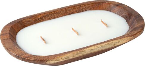 Restaurantware-Coco Casa 9.1 × 5.5 × 2 بوصة شمعة وعاء العجين الخشبي، 1 شمعة وعاء الخبز المصبوبة يدويًا - عطر الفانيليا، مزيج شمع مزدوج، شمعة معطرة بشمع الصويا، فتيل خشبي in Saudi Arabia