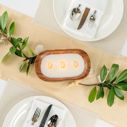 Restaurantware-Coco Casa 9.1 × 5.5 × 2 بوصة شمعة وعاء العجين الخشبي، 1 شمعة وعاء الخبز المصبوبة يدويًا - عطر الفانيليا، مزيج شمع مزدوج، شمعة معطرة بشمع الصويا، فتيل خشبي in Saudi Arabia