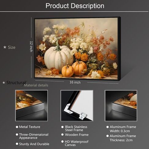 Wodkodnxy Farmhouse Fall Canvas Wall Art, White Orange Pumpkins Still Life Painting Pictures, Rustic Farm Daisy Flower Posters, Halloween Thanksgiving Autumn Wall Print Decor 12x16in Unframed in Saudi Arabia