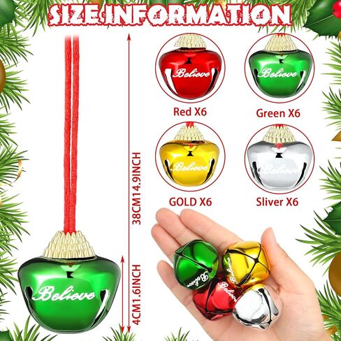 WILLBOND 24 Pcs 1.5 Inch Christmas Bell Necklaces Bulk The Polar Party Favors Believe Bell Ornaments Holiday Classroom Students Gifts Christmas Stocking Stuffers (Classic Color) in Saudi Arabia