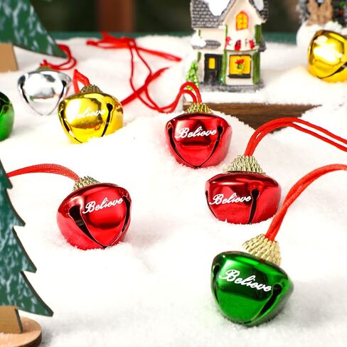 WILLBOND 24 Pcs 1.5 Inch Christmas Bell Necklaces Bulk The Polar Party Favors Believe Bell Ornaments Holiday Classroom Students Gifts Christmas Stocking Stuffers (Classic Color) in Saudi Arabia