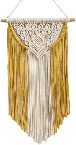 Achart Macrame Wall Hanging Tapestry Home Decor Wall Art Boho Chic Wall Hanging Bohemian Wall Tapestry Boho Woven Craftmanship Wall Pediments Wall Decor Handmade 13.8'' x 23.6'' (Yellow) in Saudi Arabia