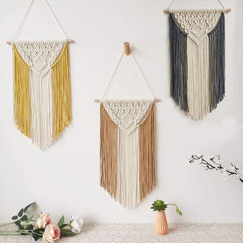 Achart Macrame Wall Hanging Tapestry Home Decor Wall Art Boho Chic Wall Hanging Bohemian Wall Tapestry Boho Woven Craftmanship Wall Pediments Wall Decor Handmade 13.8'' x 23.6'' (Yellow) in Saudi Arabia