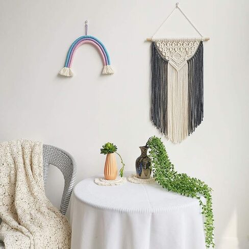 Achart Macrame Wall Hanging Tapestry Home Decor Wall Art Boho Chic Wall Hanging Bohemian Wall Tapestry Boho Woven Craftmanship Wall Pediments Wall Decor Handmade 13.8'' x 23.6'' (Yellow) in Saudi Arabia