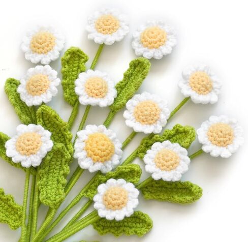 Artificial Daisy Flowers Crochet Flowers Completed Handmade Daisy for Home Decoration and Valentine's Day Birthday Wedding Home decoration Gift,12Pcs (Daisy White) in Saudi Arabia