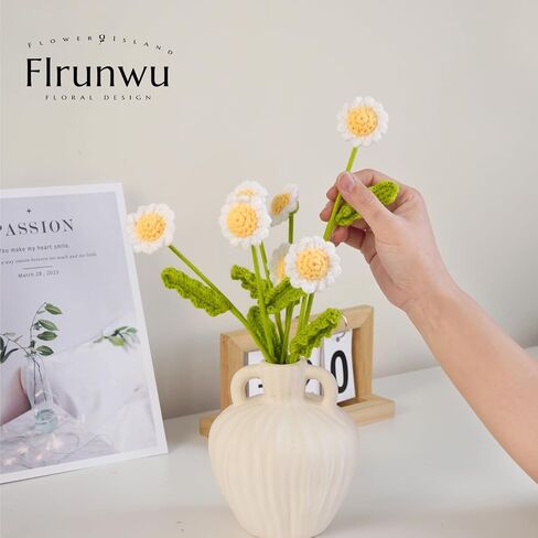 Artificial Daisy Flowers Crochet Flowers Completed Handmade Daisy for Home Decoration and Valentine's Day Birthday Wedding Home decoration Gift,12Pcs (Daisy White) in Saudi Arabia