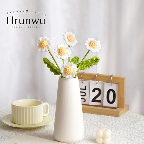 Artificial Daisy Flowers Crochet Flowers Completed Handmade Daisy for Home Decoration and Valentine's Day Birthday Wedding Home decoration Gift,12Pcs (Daisy White) in Saudi Arabia