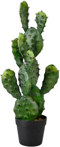 Serene Spaces Living Artificial Prickly Pear Cactus in Plastic Black Pot, Lifelike Potted Bunny Ear Cactus for Balcony, Living Room, Kitchen, Office, Patio, Entranceway, 11" Diameter & 27" Tall in Saudi Arabia