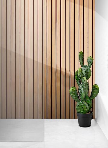 Serene Spaces Living Artificial Prickly Pear Cactus in Plastic Black Pot, Lifelike Potted Bunny Ear Cactus for Balcony, Living Room, Kitchen, Office, Patio, Entranceway, 11" Diameter & 27" Tall in Saudi Arabia