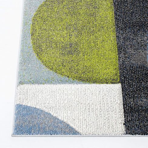 سجادة منطقة SAFAVIEH Hollywood Collection - 5'3" x 7'6"، رمادي وأزرق، تصميم حديث لمنتصف القرن، لا يتساقط ويسهل العناية به، مثالي للمناطق ذات حركة المرور العالية في غرفة المعيشة وغرفة النوم (HLW798F) in Saudi Arabia