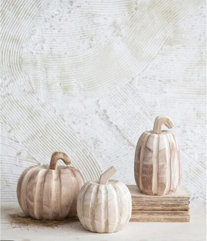 Creative Co-Op Hand-Carved Paulownia Wood Pumpkin, Large in Saudi Arabia