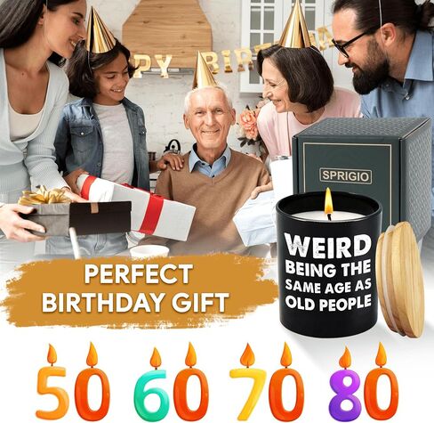 Birthday Gifts for Older Men Women Over 50 60 70 - Its Weird Being The Same Age As Old People, Over The Hill Gag Gifts for Old Man Husband Grandpa Dad, Natural Lavender Scented Funny Birthday Candles in Saudi Arabia