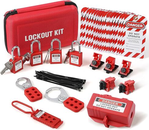 مجموعة علامات قفل Houseables، مجموعة قفل، مجموعة 72 قطعة، مجموعات علامات قفل كهربائية، مجموعات علامات قفل مع حافظة، أقفال ومفاتيح Loto، علامات Loto، قفل قاطع الدائرة، قفل التوصيل، مشابك، أربطة مضغوطة in Kuwait