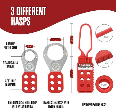 مجموعة علامات قفل Houseables، مجموعة قفل، مجموعة 72 قطعة، مجموعات علامات قفل كهربائية، مجموعات علامات قفل مع حافظة، أقفال ومفاتيح Loto، علامات Loto، قفل قاطع الدائرة، قفل التوصيل، مشابك، أربطة مضغوطة in Kuwait